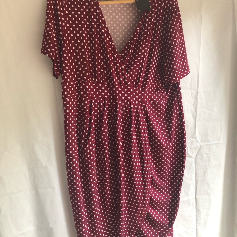 Poseshe Women's Burgundy Polka Dot Dress